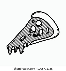 Pizza-Doodle-Vektorsymbol. Zeichnen Skizze Illustration handgezeichnet Linie.