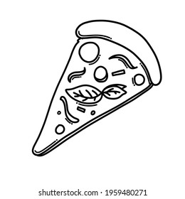 Pizza Doodle vector icon. Drawing sketch illustration hand drawn cartoon line.