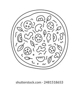 Pizza doodle. Vector isolated on white background