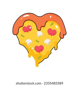 Pizza doodle vector outline icon. EPS 10 file