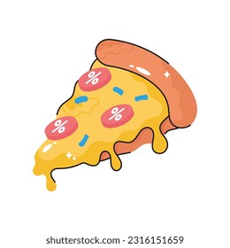 Pizza doodle vector outline Sticker. EPS 10 file