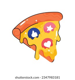 Pizza doodle vector outline Sticker. EPS 10 file