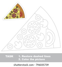 Pizza. Dot to dot educational game for kids.