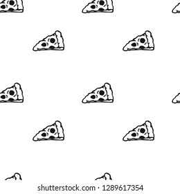 Pizza Draw By Hand Seamless Pattern. Pizza Vector Background For Textiles