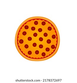 Pizza drawing isolated, color, vector illustration, pepperoni