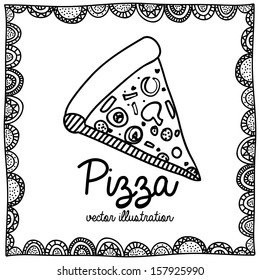 pizza drawing over white background vector illustration 