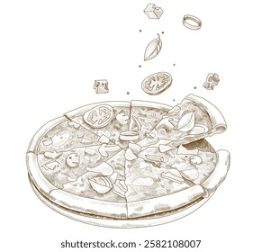 pizza drawing vector isolated food