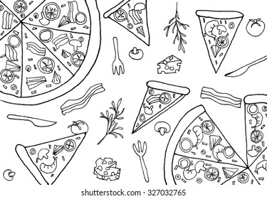 pizza drawings vector, pizza drawings backgrounds, pizza drawings illustration, food backgrounds