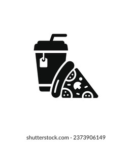 Pizza and drink icon. Fast food icon isolated on white background