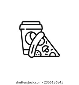 Pizza and drink line icon. Fast food line icon isolated on white background