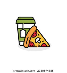 Pizza and drink vector illustration. Fast food icon isolated on white background