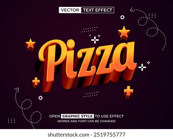 Pizza texto editable, efecto de fuente, texto 3D para el título