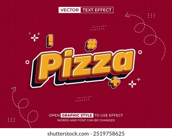 pizza editable text, font effect, 3d text for title