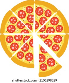 Pizza with eight slice vector