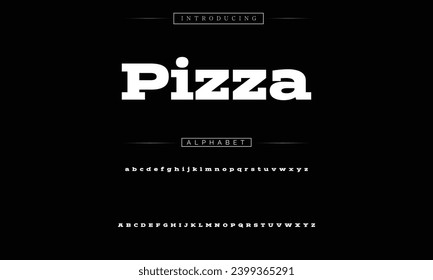 Pizza Elegant Font Uppercase Lowercase and Number. Classic Lettering Minimal Fashion Designs. Typography modern serif fonts regular decorative vintage concept. vector illustration