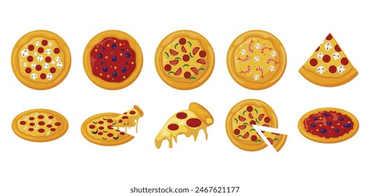 Pizza Element Illustration Collection Set
