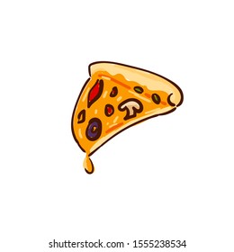 Pizza. Element of restaurant menu or diner. Fast food, meal, eating icon. Vector illustration