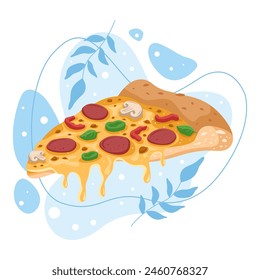 Pizza element. Vector illustration with food theme. Editable vector element.