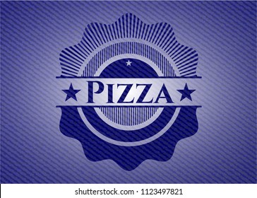 Pizza emblem with denim high quality background