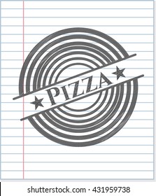 Pizza emblem drawn in pencil