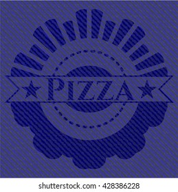 Pizza emblem with jean texture