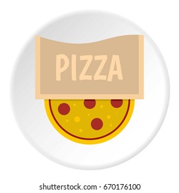 Pizza emblem for pizzeria icon in flat circle isolated vector illustration for web