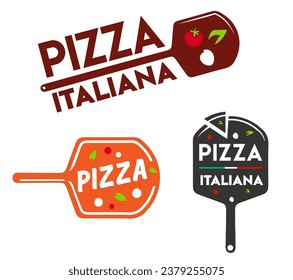 Pizza Emblems Set. vector logo italian pizza