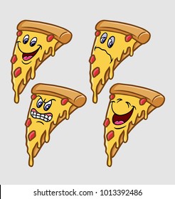 Pizza emoji expression cartoon character, good use for symbol, logo, web icon, mascot, game element, sticker, coloring book, children book, story, book, or any design you want.
