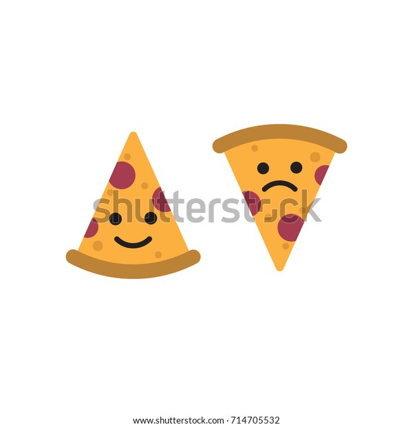 Pizza Emoticons Sad Happy Flat Design Stock Vector (Royalty Free) 714705532