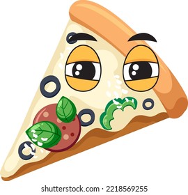 Pizza con ilustración de expresión facial