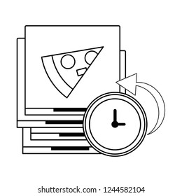 Pizza fast food delivery black and white