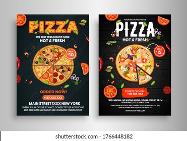 Pizza & fast food  Flyer poster pamphlet brochure cover design layout background with vector template in A4 size