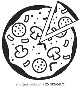 Pizza fast food icon on transparent background. PNG