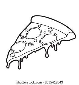 pizza fast food icon vector illustration lineart 