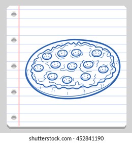 Pizza Fast Food Notebook School Doodle vector illustration sketch.