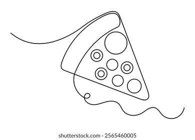 Pizza fast food in one line  of minimalist vector icon with black and white background