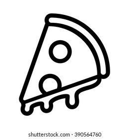 Pizza. Fast food vector icon. Black and white illustration.