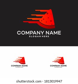 Diseños de logotipo rápido Pizza, Entrega comida rápida creativa símbolo de signo moderno icono.ilustración stock