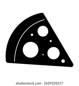 Pizza Fill Icon. Black and White Pizza Slice Symbol
