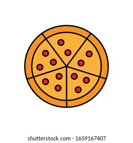 Pizza with filled line icon vector 