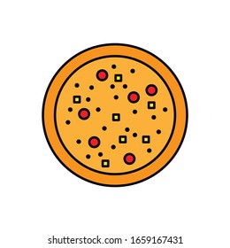 Pizza with filled line icon vector 