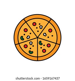 Pizza mit gefüllter Vektorillustration 