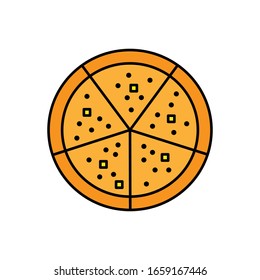 Pizza with filled line icon vector 