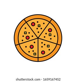 Pizza with filled line icon vector 