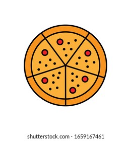 Pizza con vector de icono de línea rellena 