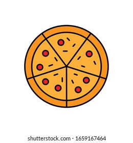 Pizza with filled line icon vector 
