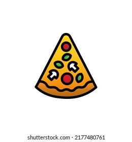 Pizza Con Ilustración De Vector De Línea Llenada