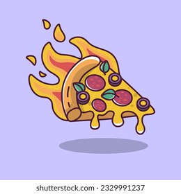 pizza fire hot pizza cartoon style