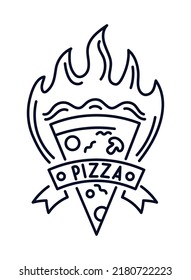 pizza in flame icon isolated