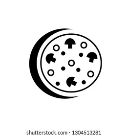 pizza flat black and white vector icon